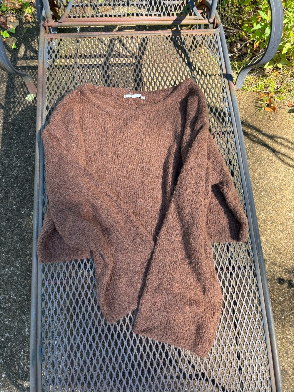 Kimchi Blue Brown Textured Crewneck Sweater